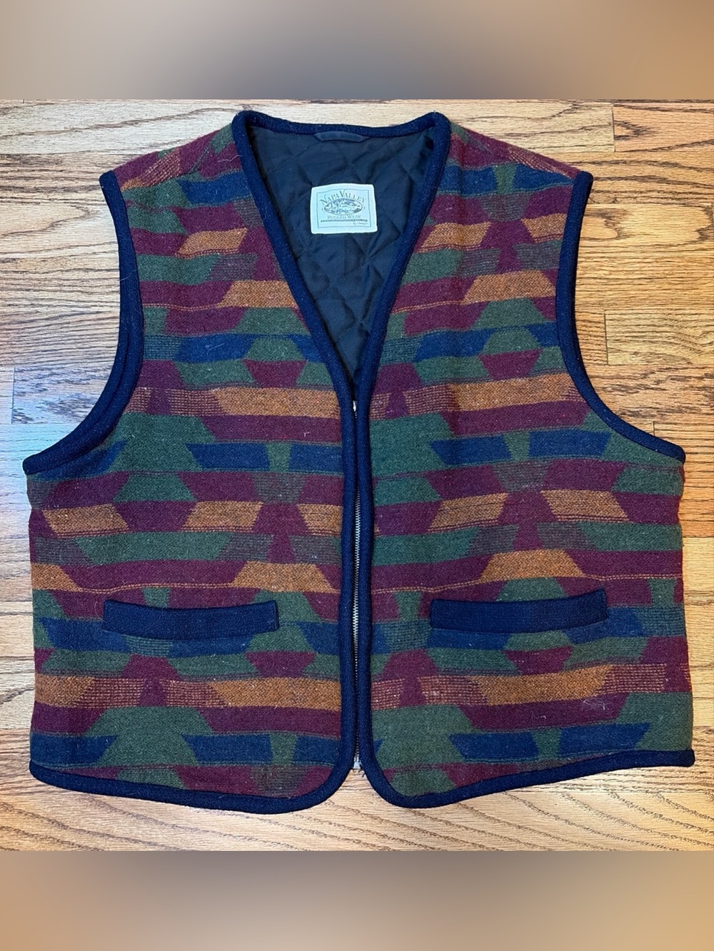 Vtg Napa Valley By SAWYER Southwestern Aztec Wool Blend Women Unisex Vest L Boho